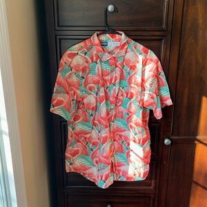 Pink Flamingos Collared Shirt